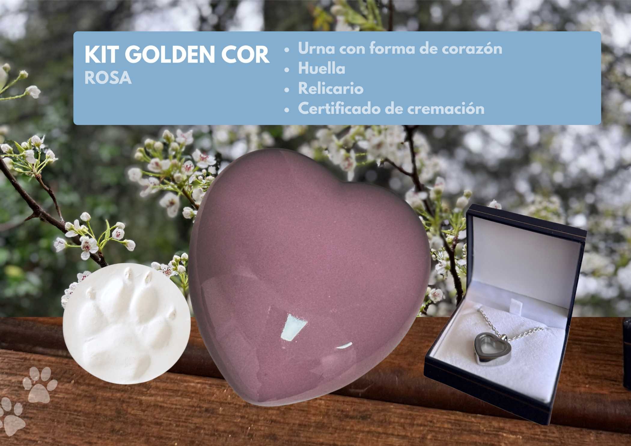 Kit Golden Cor Rosa Crematorio de mascotas Madrid